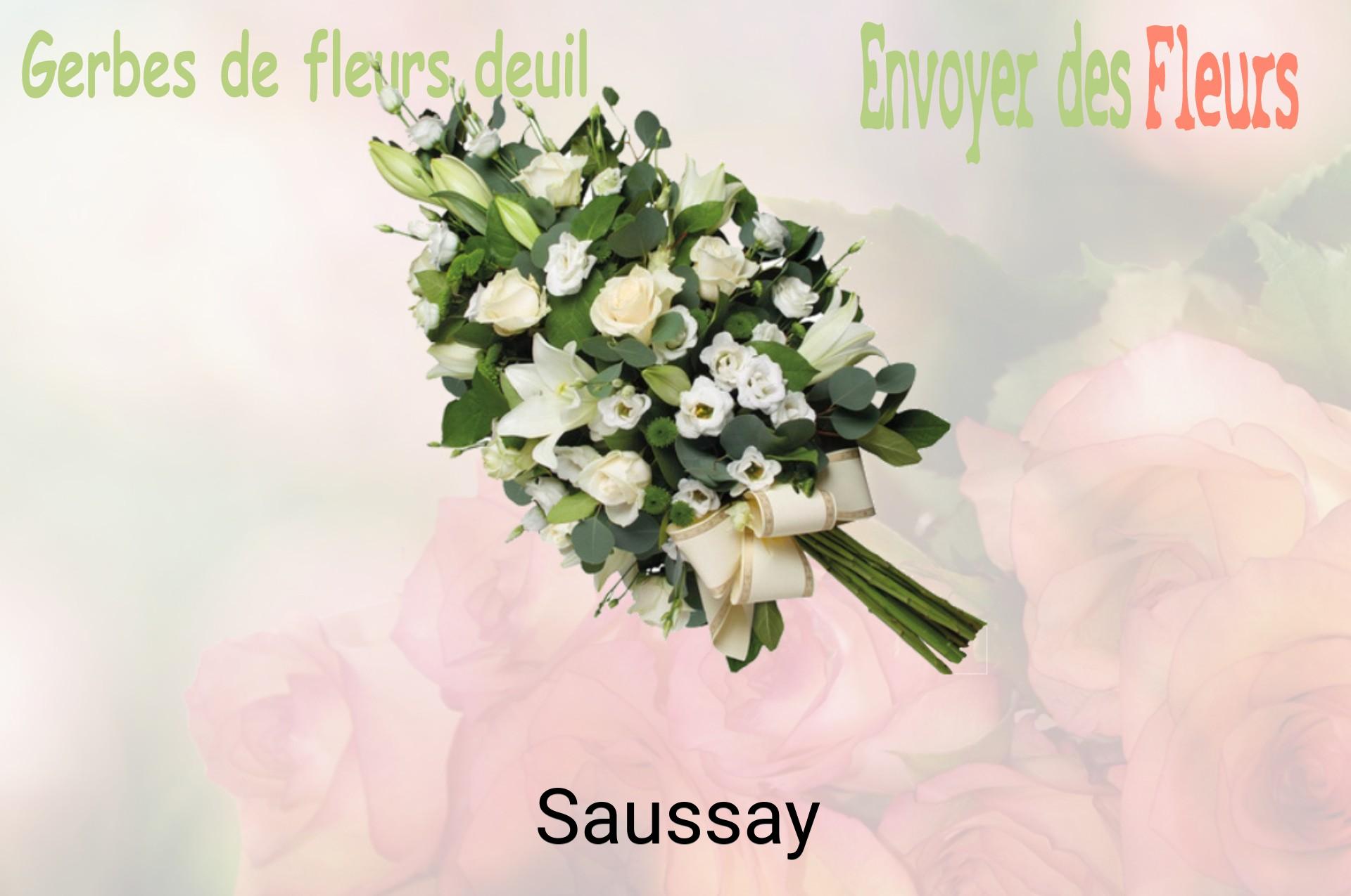 Gerbe de fleurs de deuil livrée à Saussay
